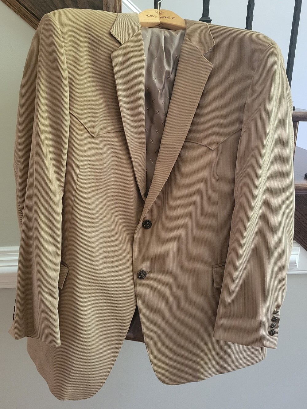 Men's Tan Corduroy Western Blazer Larry Gatlin American Legend 46L